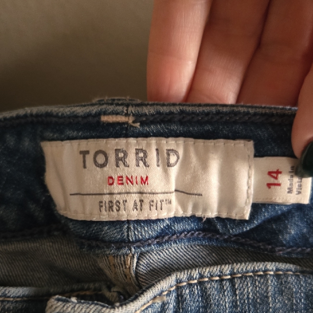 Torrid Light Blue Ripped Jean Shorts - Picture 2 of 4
